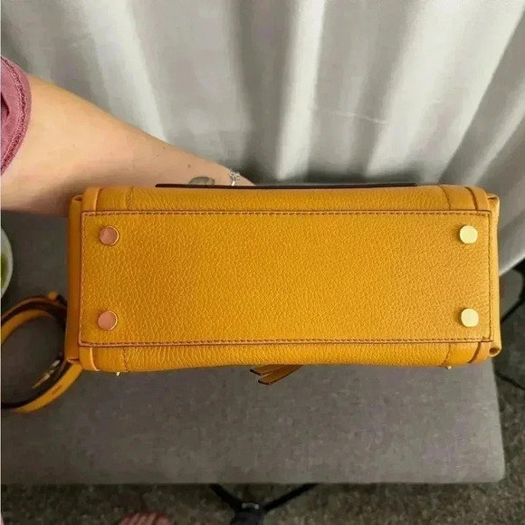 Michael Kors Carine Carmel Small Studded Pebbled Leather Satchel - Picture 4 of 11